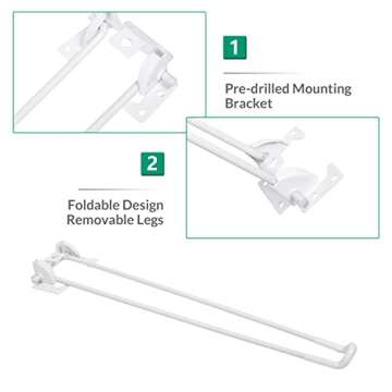 VIVIJASON 16" Foldable Hairpin Leg - Metal Table Legs for Furniture Home DIY Projects, Bench, Coffee Table, Laptop, Mini Computer Desk - Mid Century Modern with Mounting Screws (Set of 4, White)