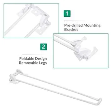 VIVIJASON 16" Foldable Hairpin Leg - Metal Table Legs for Furniture Home DIY Projects, Bench, Coffee Table, Laptop, Mini Computer Desk - Mid Century Modern with Mounting Screws (Set of 4, White)