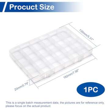 MroMax Fixed 24 Grids Clear Plastic Organizer Box Container Craft Storage, PP Organizer Box for Bead, Button, Jewelry, Diamond, Craft, Small Parts, Sewing Kit, DIY Accessories