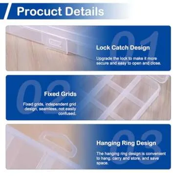 MroMax Fixed 24 Grids Clear Plastic Organizer Box Container Craft Storage, PP Organizer Box for Bead, Button, Jewelry, Diamond, Craft, Small Parts, Sewing Kit, DIY Accessories