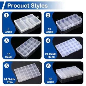 MroMax Fixed 24 Grids Clear Plastic Organizer Box Container Craft Storage, PP Organizer Box for Bead, Button, Jewelry, Diamond, Craft, Small Parts, Sewing Kit, DIY Accessories