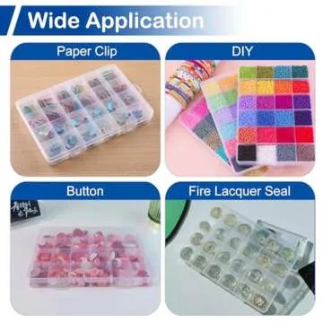 MroMax Fixed 24 Grids Clear Plastic Organizer Box Container Craft Storage, PP Organizer Box for Bead, Button, Jewelry, Diamond, Craft, Small Parts, Sewing Kit, DIY Accessories