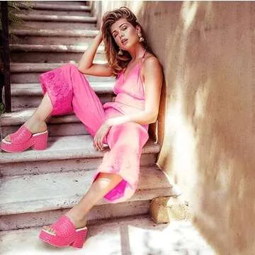 CYNLLIO Platform Slides Espadrilles Sandals for Women Outdoor Open Toe Heeled Slippers Summer Beach Chunky Heel Sandals Party Dress Shoes