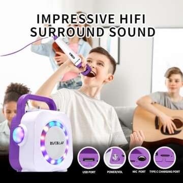 Karaoke Machine for Kids - Bluetooth Speaker with 2 Microphone - Portable Kids Karaoke Machine for Girls and Boys - Birthday Gift for Girls and Boys Ages 2 Years Old and Up.