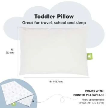 Toddler Pillow with Pillowcase - 13x18 My Little Dreamy Kids Travel Bed Pillows for Sleeping, Organic Cotton Small Pillowcase, Soft & Breathable, Machine Washable, Toddlers 2-5 Years Old (ABC Land)