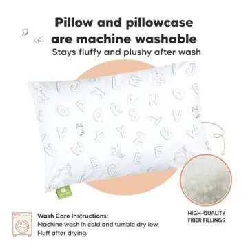 Toddler Pillow with Pillowcase - 13x18 My Little Dreamy Kids Travel Bed Pillows for Sleeping, Organic Cotton Small Pillowcase, Soft & Breathable, Machine Washable, Toddlers 2-5 Years Old (ABC Land)