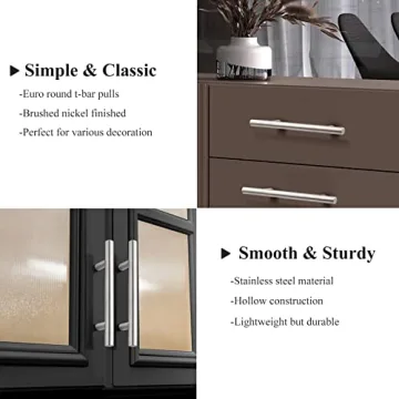 Probrico Stylish Stainless Steel Cabinet Handles - 5 Pack