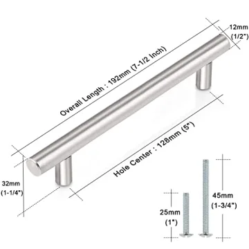 Probrico Stylish Stainless Steel Cabinet Handles - 5 Pack