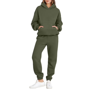 ANRABESS Women's 2 Piece Outfit Lounge Hoodie Oversized Sweatshirt Jogger Sweatpants Y2K Tracksuit S...