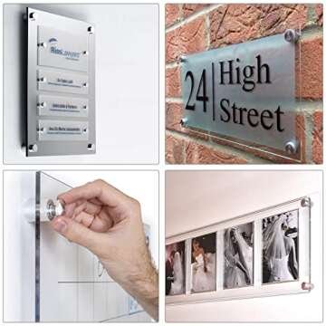 Stainless Steel Sign Standoff Screws - 12 Pack 1"x 1in Silver Wall Sign Standoff Mounting Hardware Advertising Glass Standoff Nail for Glass and Sign Displays Acrylic Picture Frame （25x25mm）