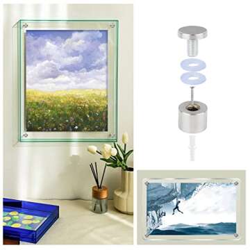 Stainless Steel Sign Standoff Screws - 12 Pack 1"x 1in Silver Wall Sign Standoff Mounting Hardware Advertising Glass Standoff Nail for Glass and Sign Displays Acrylic Picture Frame （25x25mm）