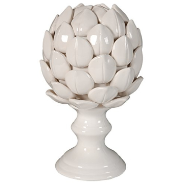 A&B Home Ceramic Artichoke Statue Finial, 10-Inch, White