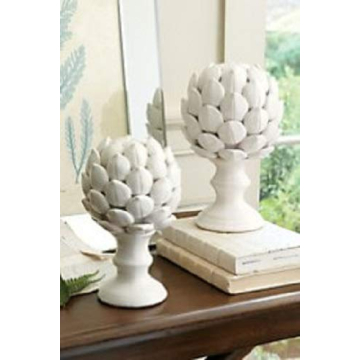 A&B Home Ceramic Artichoke Statue Finial, 10-Inch, White