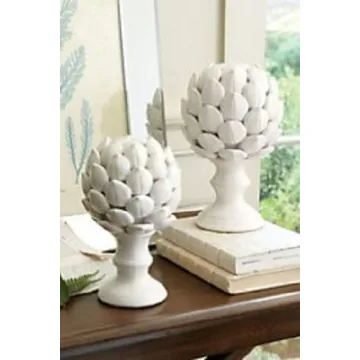 A&B Home Ceramic Artichoke Statue Finial, 10-Inch, White