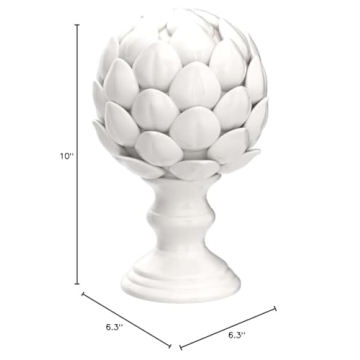 A&B Home Ceramic Artichoke Statue Finial, 10-Inch, White