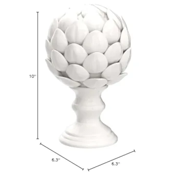 A&B Home Ceramic Artichoke Statue Finial, 10-Inch, White