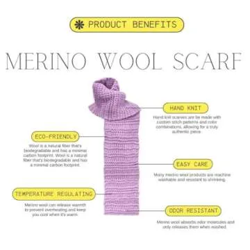 Eiram Hand Knit Scarf 100% Merino Wool Scarf Women Merino Wool Scarf Men Thick Wool Scarf Men's Winter Scarf Women Wool Scarf