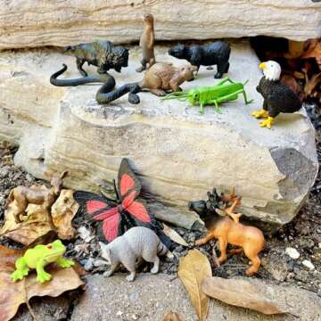Safari Ltd In The Woods TOOB - Figurines: Elk, Otter, Monarch Butterfly, Black Bear, Snake, Eagle, B...