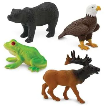 Safari Ltd In The Woods TOOB - Figurines: Elk, Otter, Monarch Butterfly, Black Bear, Snake, Eagle, Beaver, Doe, Grasshopper, Frog, Raccoon, Bison - Educational Toys for Boys, Girls & Kids Ages 3+