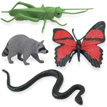 Safari Ltd In The Woods TOOB - Figurines: Elk, Otter, Monarch Butterfly, Black Bear, Snake, Eagle, Beaver, Doe, Grasshopper, Frog, Raccoon, Bison - Educational Toys for Boys, Girls & Kids Ages 3+