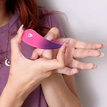 Glass Nail File Manicure Set, 2Pc Comfort Grip Ergonomic Drop Ergofile Czech Glass in Sleeves by Bona Fide Beauty Genuine Czech Glass