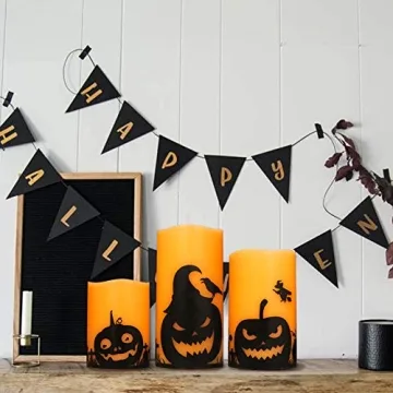 Halloween Flameless Candles Set - LED Pillars with Timer