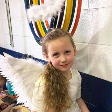 BohoSM Angel Costume Wings and Halo Adult White Angel Costumes Wings for Girls Kids Party Children's Boys Halloween Christmas