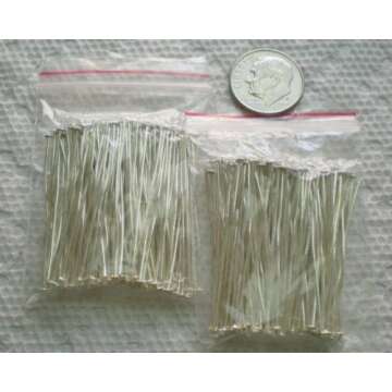 200pcs Silver Plated Head Pins 21GA 1.5"/35mm ~Jewelry Making~