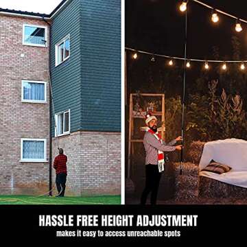 Telescopic Extension Pole - Multi-Purpose Pole, Paint Roller, Light Bulb Changer, Duster Pole, Antenna Pole, Hanging Lights, Gutter Cleaning - New Metal Tip Design - Free Duster Incl (6-24 Foot)