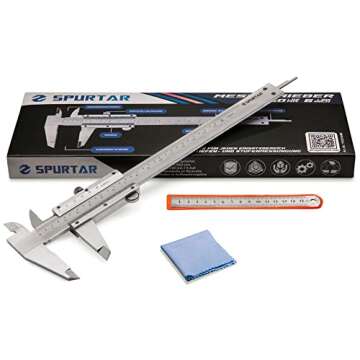 Spurtar Vernier Caliper Measuring Tool 6" Stainless Steel, 0-6Inch/0-150mm Manual Non Digital Calipers, 0.001"/0.02mm High Precision Durable Micrometer