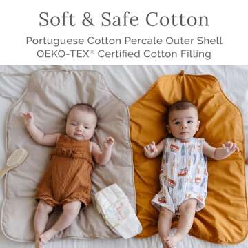 Natemia Baby Portable Diaper Changing Pad - Portable Changing Pad for Baby, Flexible Design for Travel, Machine Washable Percale Cotton, Made in Turkey, Baby Essentials