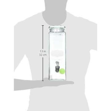 Circleware Tall Square Mason Jar Glass Chalkboard Beverage Dispenser, New Fun Party Home Entertainment Glassware Water Pitcher for, Juice, Beer, Punch, Iced Tea & Cold Drinks, 2.5 Quarts, Gold