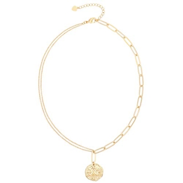 Aobei Moon and Star Medallion Necklace for Women