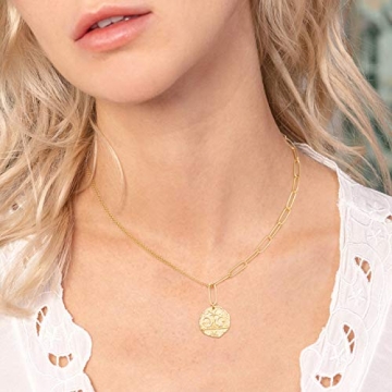 Aobei Moon and Star Medallion Necklace for Women