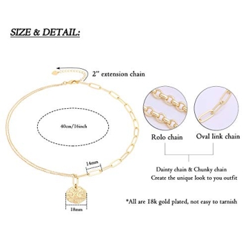 Aobei Moon and Star Medallion Necklace for Women