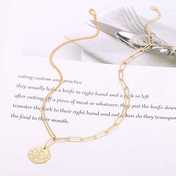 Aobei Moon and Star Medallion Necklace for Women