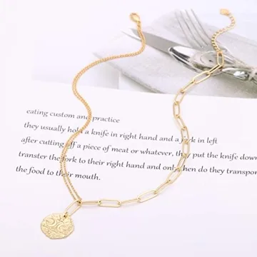Aobei Moon and Star Medallion Necklace for Women