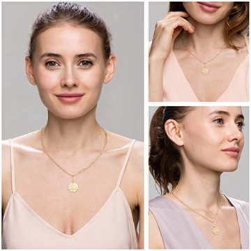 Aobei Moon and Star Medallion Necklace for Women