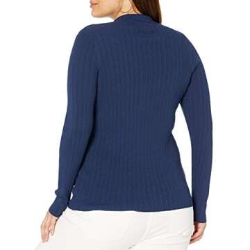 The Drop Women's Dara Slim-Fitted Variegated Rib Polo Sweater, Navy, XS
