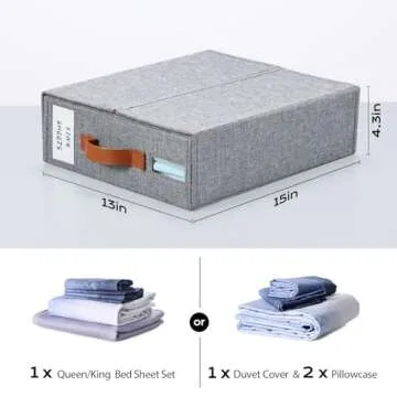 Yecaye 4 Pack Bed Sheet Organizer, Foldable Linen Closet Organizers and Storage, Sheets Set Organizer (Queen & King Size) with Window, Bedding Storage Box for Bedsheets, Duvet Covers and Pillow