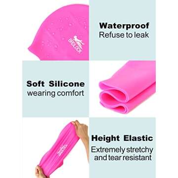 BRDLOCK Swim Cap for Kids - Extra Large for Thick Hair