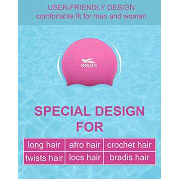 BRDLOCK Swim Cap for Kids - Extra Large for Thick Hair