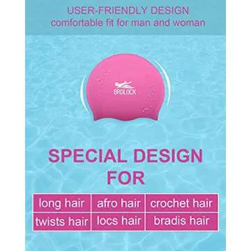 BRDLOCK Swim Cap for Kids - Extra Large for Thick Hair