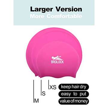 BRDLOCK Swim Cap for Kids - Extra Large for Thick Hair