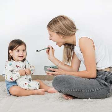 San Francisco Baby Long Sleeve Bib – Waterproof Baby Feeding Smock, Full Coverage Bib with Sleeves, Mess-Proof Baby Food Bib, Lightweight Baby Apron for Feeding – Animal Print Design