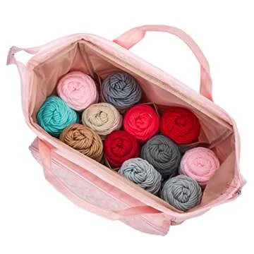 HOMEST Knitting Bag: Large Crochet Organizer in Pink