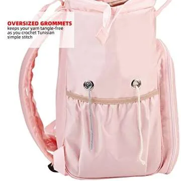 HOMEST Knitting Bag: Large Crochet Organizer in Pink