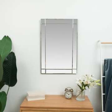 Hamilton Hills Rectangular 20x30 inch Silver Framed Vanity Mirror | Beveled Edge Squared Corner Fram...