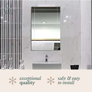 Hamilton Hills Rectangular 20x30 inch Silver Framed Vanity Mirror | Beveled Edge Squared Corner Frame Vanity Wall Mirror | Classy Decorative Bathroom Mirrors for Vanity, Hallway or Entry - Hanging