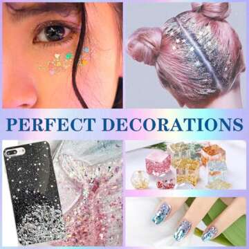 Art Craft Glitter, 3mm Star Shaped Holographic Chunky Flakes Sequins for Slime, Nail Art,Tumblers, Resin Craft, Festival Party - 0.35oz (10g) (Laser Silver)